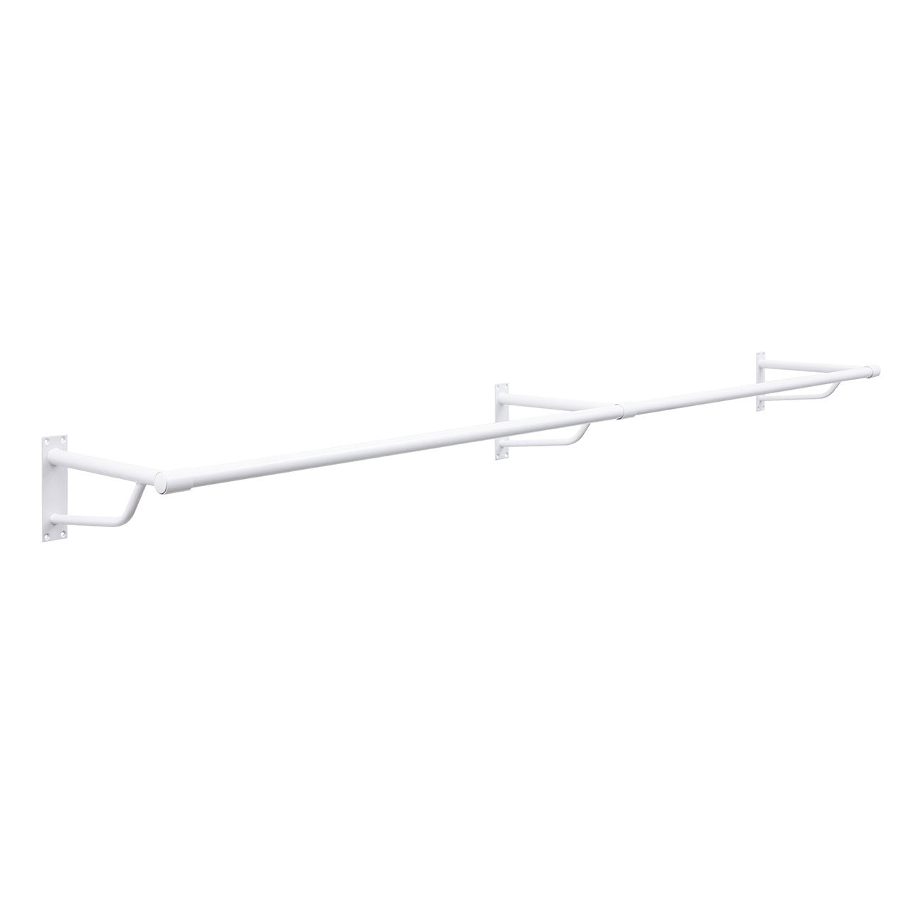 2m White Heavy Duty Wall-Mounted Hanging Clothes Rail with 3 Support Arms