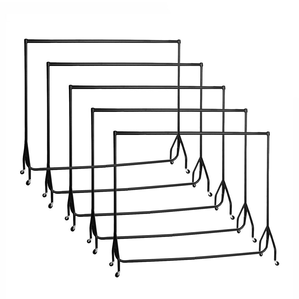 5 x Black Heavy-Duty Clothes Rails