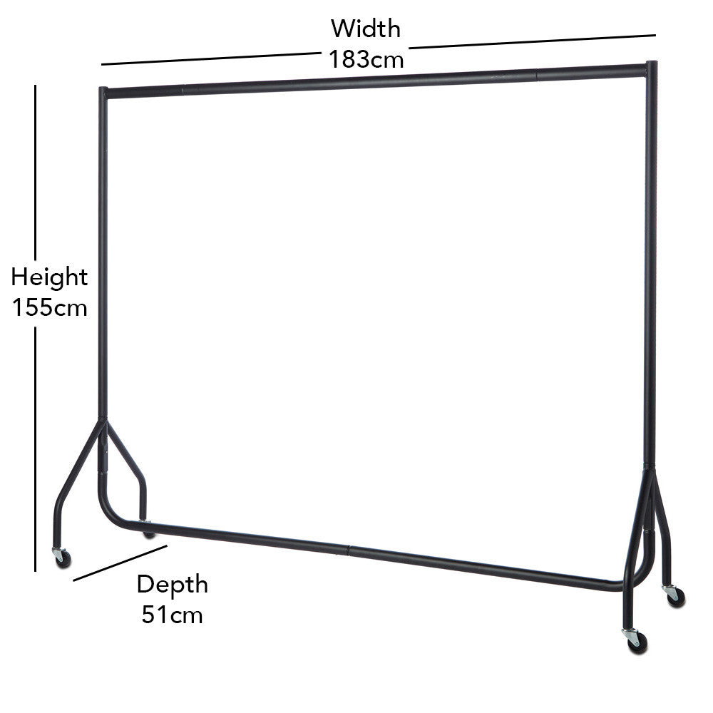 5 x Black Heavy-Duty Clothes Rails