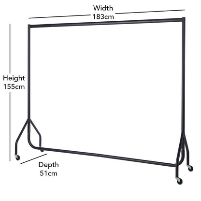5 x Black Heavy-Duty Clothes Rails