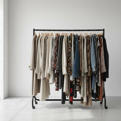 5 x Black Heavy-Duty Clothes Rails