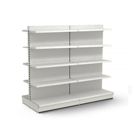 Jura White Retail Gondola Shelving - 2 x H1800 x W1000mm Bays - 16 Shelves