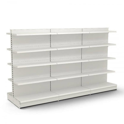 Jura White Retail Gondola Shelving - 3 x Bays, 24 x 370mm Shelves