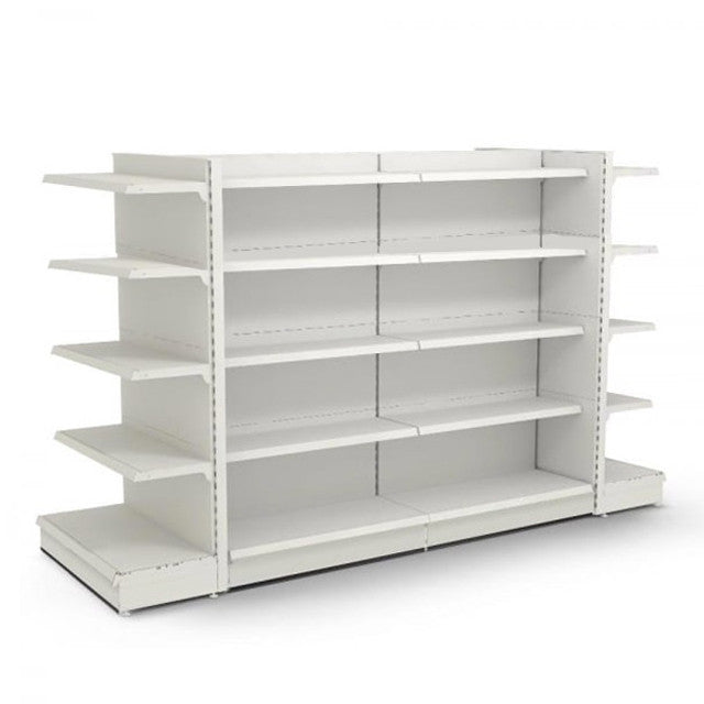 Jura White Retail Gondola Shelving - 2 x H1800 x W1250mm Bays & 2 x End Bays - 24 Shelves