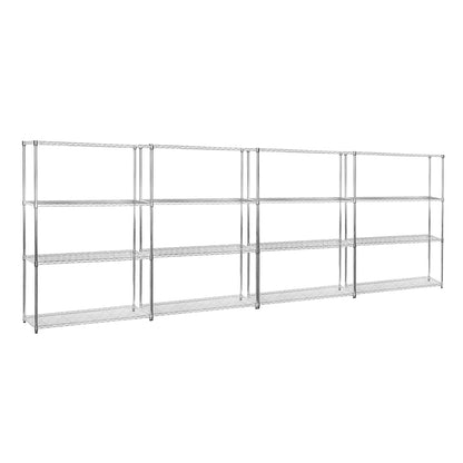 4 x 4 Tier Chrome Wire Shelving Units - H1800 x D450mm