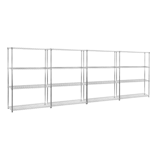 4 x 4 Tier Chrome Wire Shelving Units - H1800 x D450mm