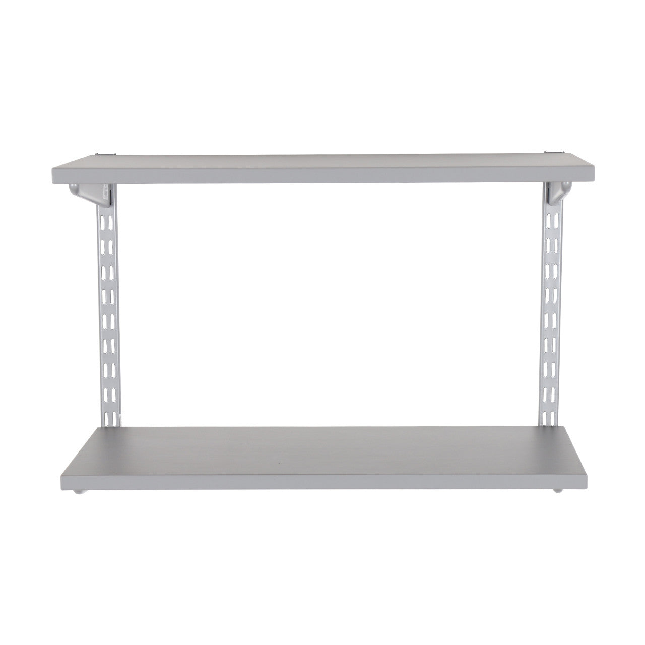Silver Wooden Twin Slot Shelving Kit - 2 Dark Grey Wooden Shelves