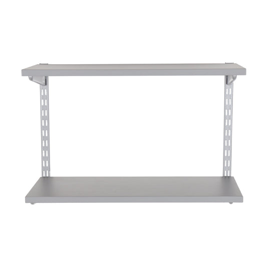 Silver Wooden Twin Slot Shelving Kit - 2 Dark Grey Wooden Shelves