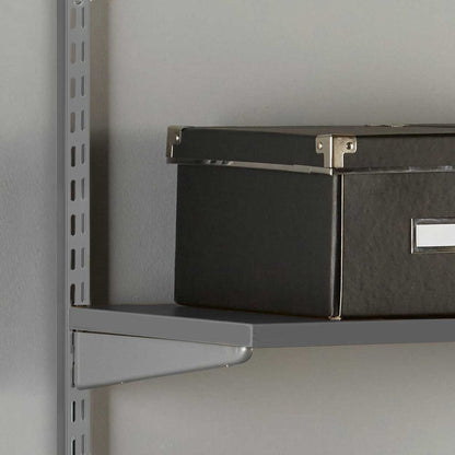 Silver Twin Slot Shelving Kit - H1000 x D300mm - 3 Dark Grey Wooden Shelves