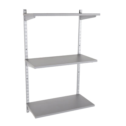 Silver Twin Slot Shelving Kit - H1000 x D300mm - 3 Dark Grey Wooden Shelves
