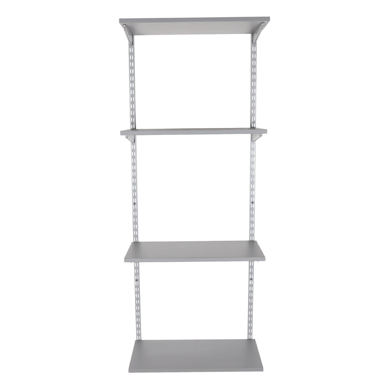 Silver Twin Slot Shelving Kit - H1600mm - 4 Dark Grey Wooden Shelves