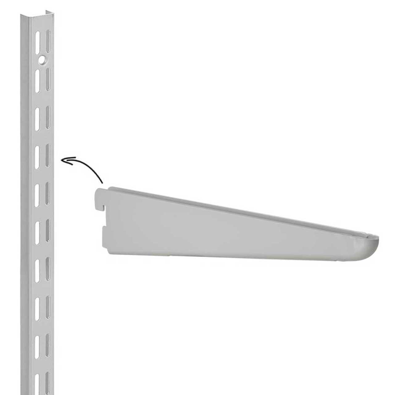 Silver Twin Slot Shelving Kit - H1980mm - 6 Dark Grey Wooden Shelves