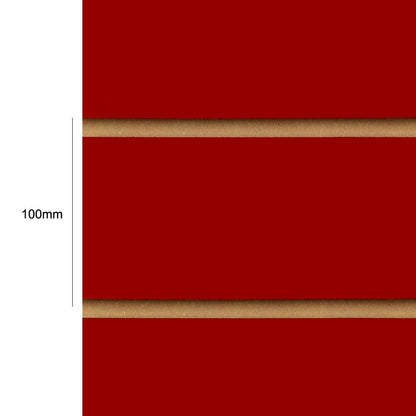 Pack of 40 x Red Slatwall Panels Half Size - 100mm Centres - 18mm MDF