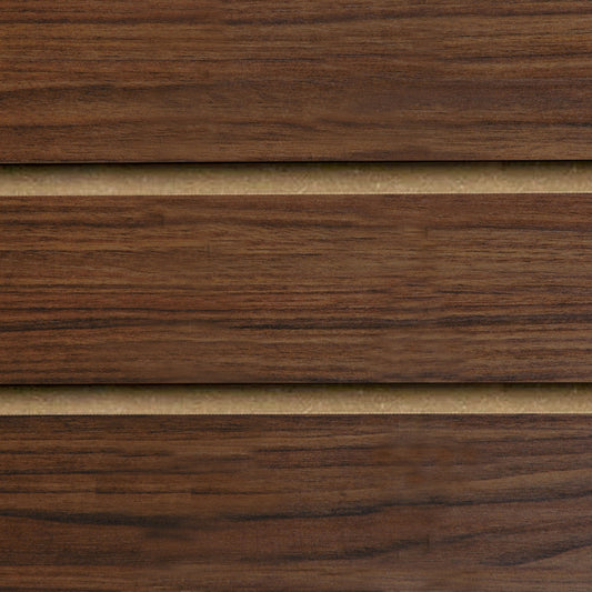 Pack of 40 x Walnut Slatwall Panels Half Size - 100mm Centres - 18mm MDF