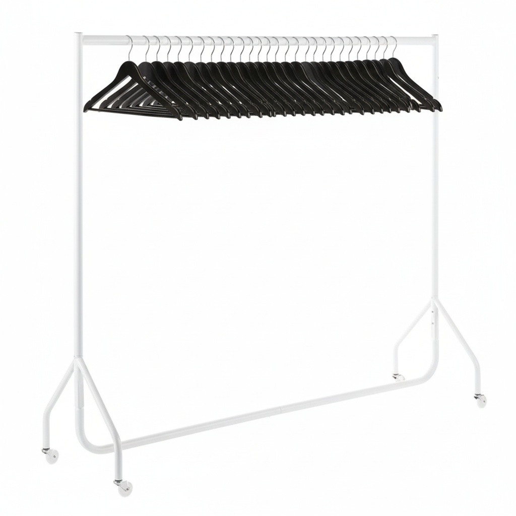 White 6ft Wide Heavy-Duty Clothes Rail With 40 Hangers Bundle