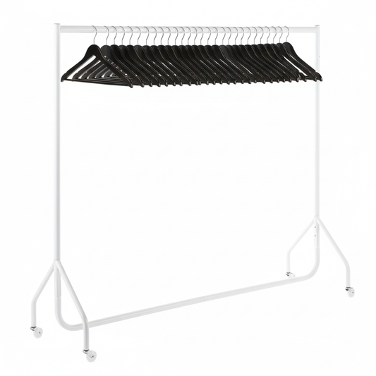 White 6ft Wide Heavy-Duty Clothes Rail With 40 Hangers Bundle
