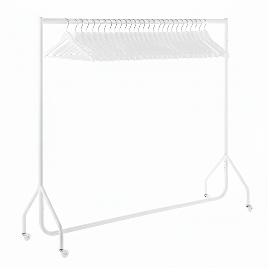 White 6ft Wide Heavy-Duty Clothes Rail With 40 Hangers Bundle