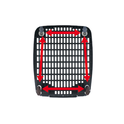 Pack of 6 Large Black/Red Plastic Shopping Basket With Wheels And Fixed Handle - 65L