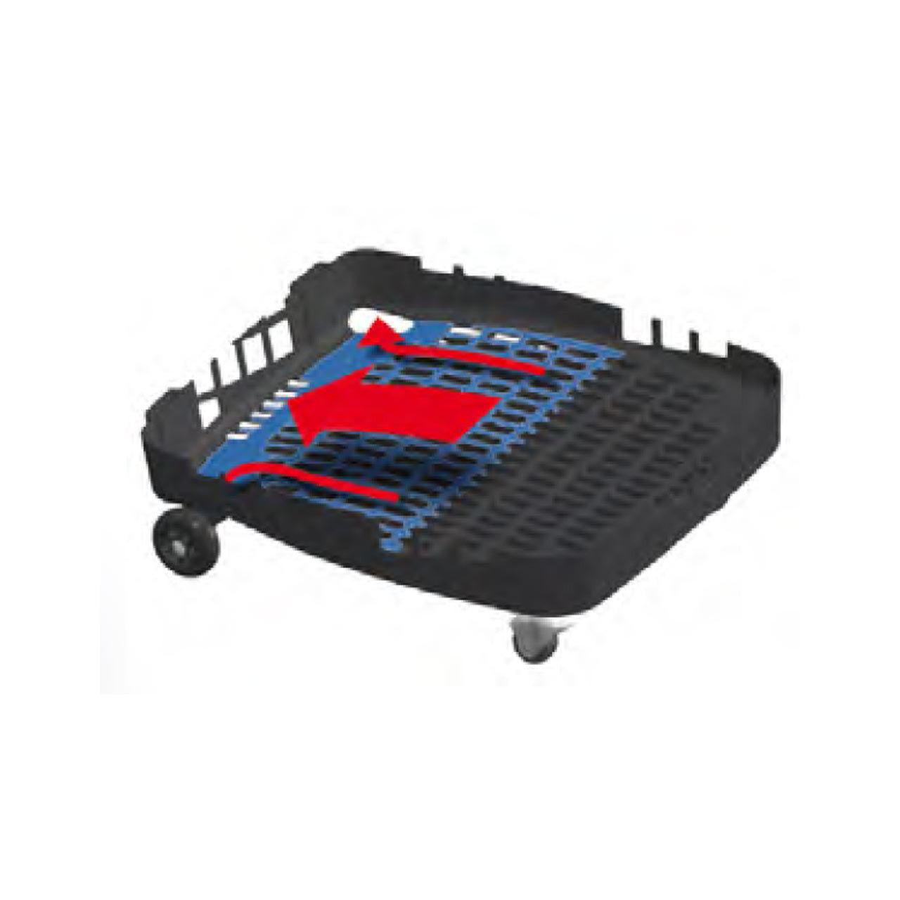 Pack of 6 Large Black/Red Plastic Shopping Basket With Wheels And Fixed Handle - 65L