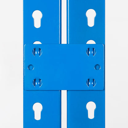 Blue & Galvanised Heavy Duty Warehouse Shelving Unit With Steel Shelves - Up to 330Kg UDL Per Shelf - 2440mm High