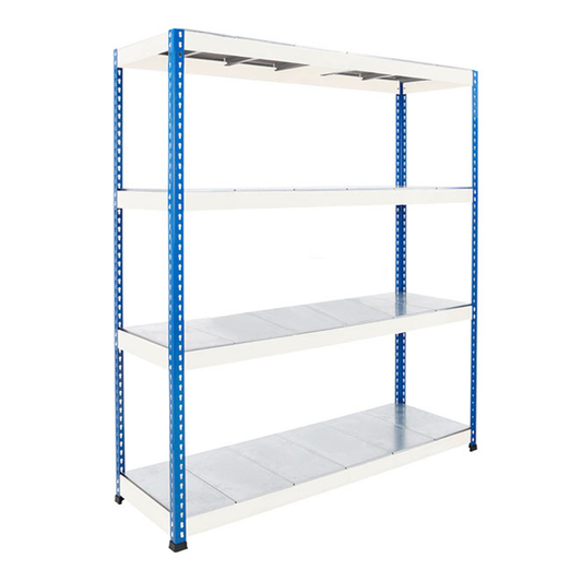 Blue & Grey Heavy Duty Warehouse Shelving With Steel Shelves - Up to 800Kg UDL Per Shelf - 1980mm High, 1525mm Wide