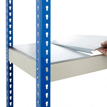Blue & Grey Heavy Duty Warehouse Shelving With Steel Shelves - Up to 610Kg UDL Per Shelf - 1980mm High, 1830mm Wide