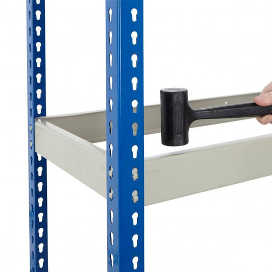 Blue & Grey Heavy Duty Warehouse Shelving With Steel Shelves - Up to 610Kg UDL Per Shelf - 1980mm High, 1830mm Wide