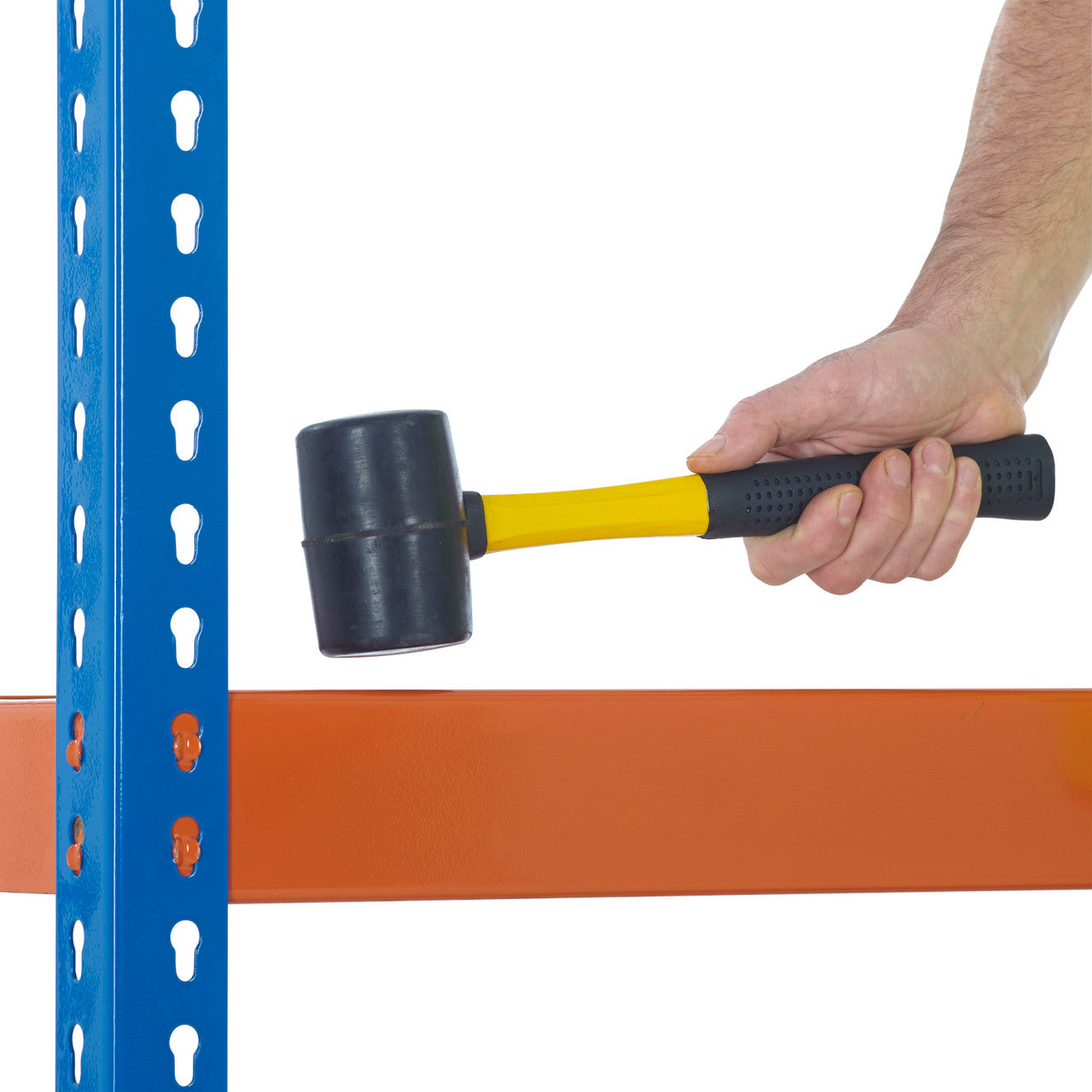 Blue & Orange Heavy Duty Warehouse Shelving With Steel Shelves - Up to 580Kg UDL Per Shelf - 1980mm High, 2135mm Wide