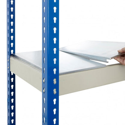 Blue & Grey Heavy Duty Warehouse Shelving With Steel Shelves - Up to 500Kg UDL Per Shelf - 1980mm High, 2440mm Wide
