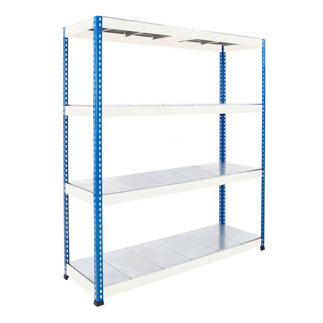 Blue & Grey Heavy Duty Warehouse Shelving With Steel Shelves - Up to 500Kg UDL Per Shelf - 1980mm High, 2440mm Wide