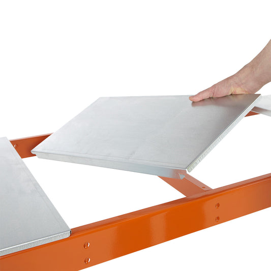 Blue & Orange Heavy Duty Warehouse Shelving Unit With Steel Shelves - Up to 700Kg UDL Per Shelf - 2440mm High, 1525mm Wide