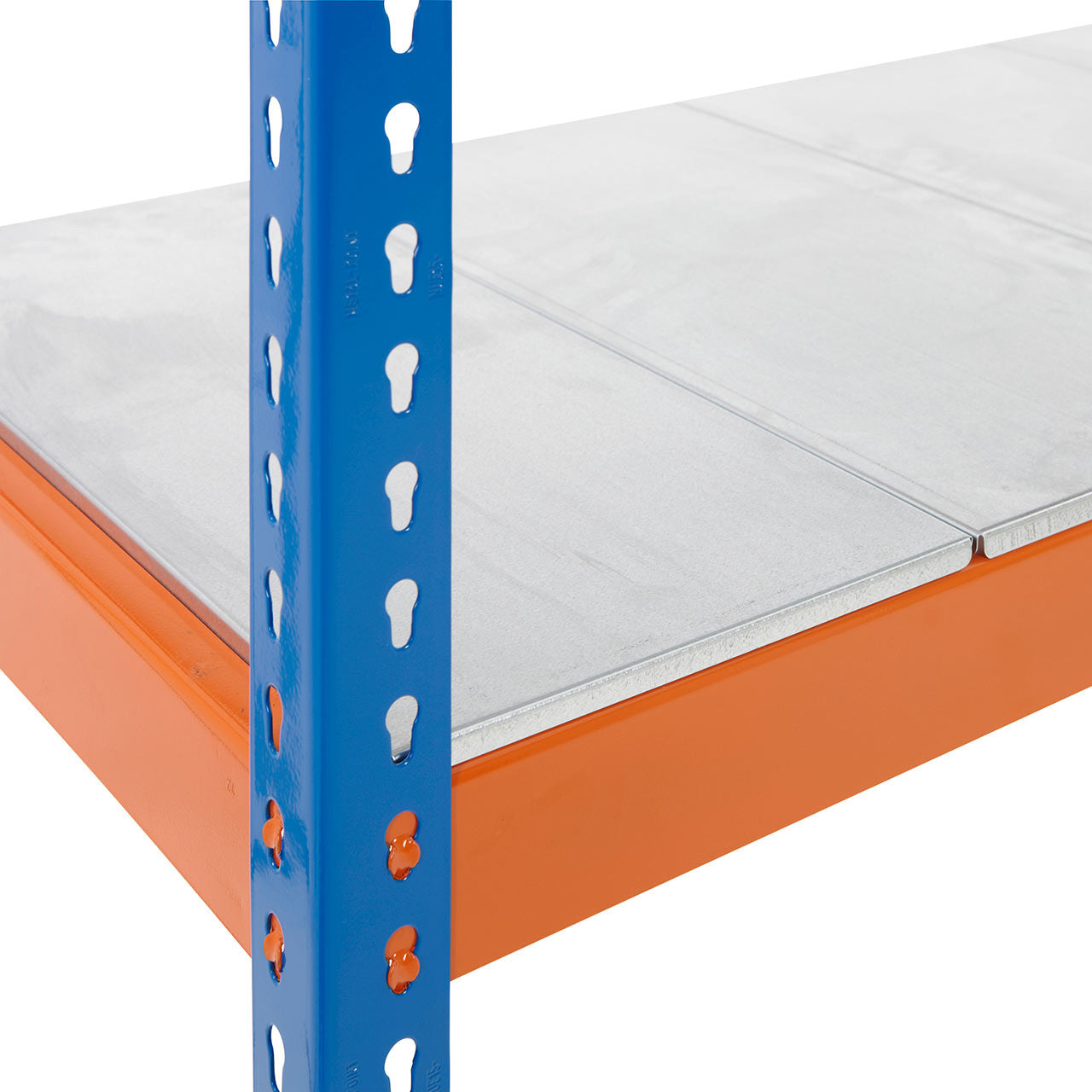 Blue & Orange Heavy Duty Warehouse Shelving Unit With Steel Shelves - Up to 700Kg UDL Per Shelf - 2440mm High, 1525mm Wide