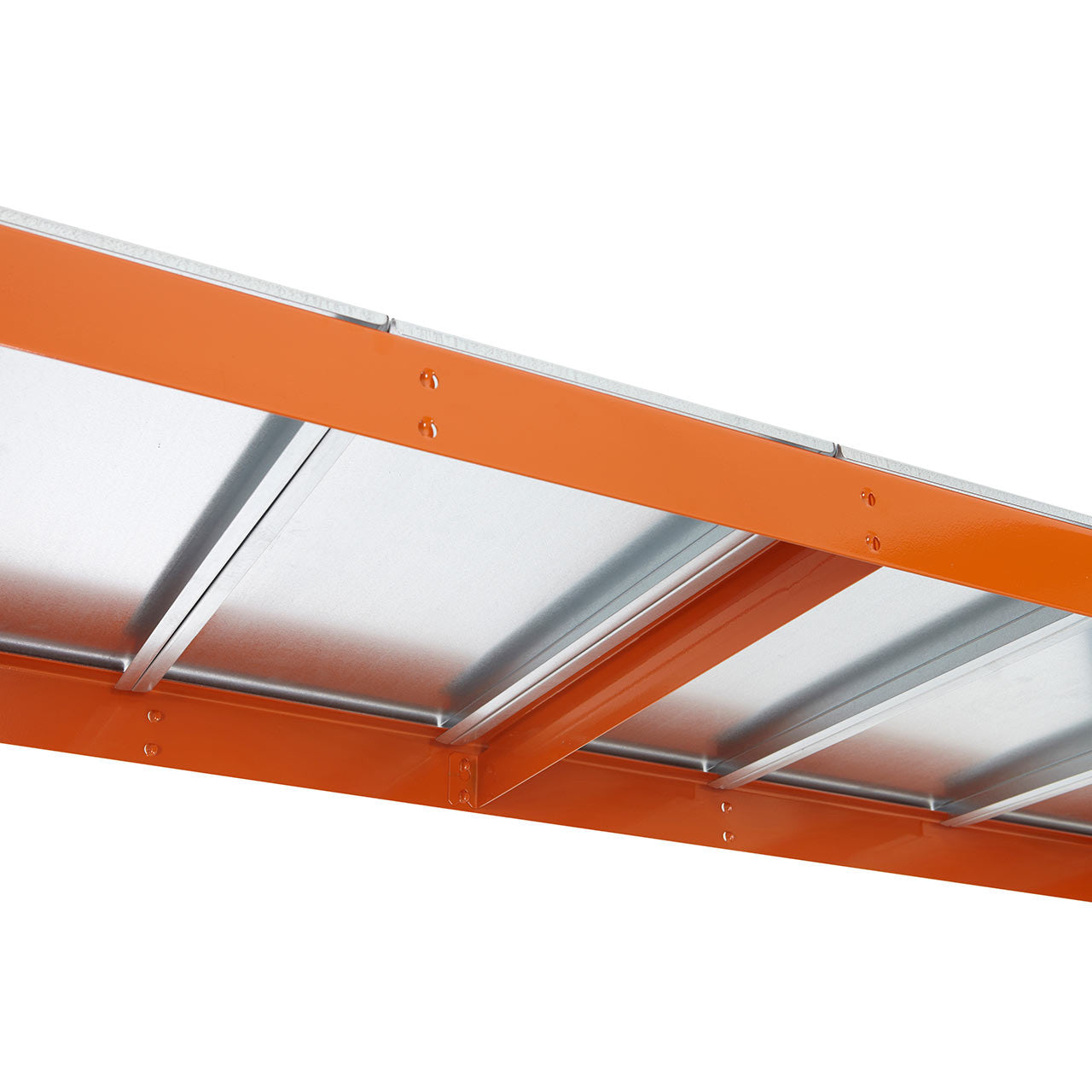 Blue & Orange Heavy Duty Warehouse Shelving Unit With Steel Shelves - Up to 700Kg UDL Per Shelf - 2440mm High, 1525mm Wide