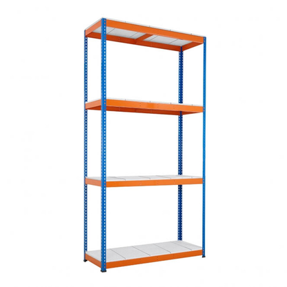 Blue & Orange Heavy Duty Warehouse Shelving With Steel Shelves - Up to 625Kg UDL Per Shelf - 3050mm High