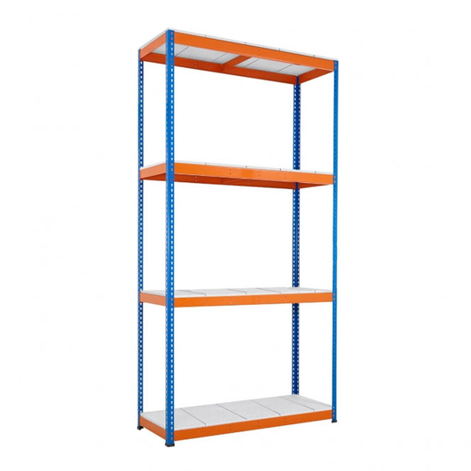Blue & Orange Heavy Duty Warehouse Shelving With Steel Shelves - Up to 625Kg UDL Per Shelf - 3050mm High