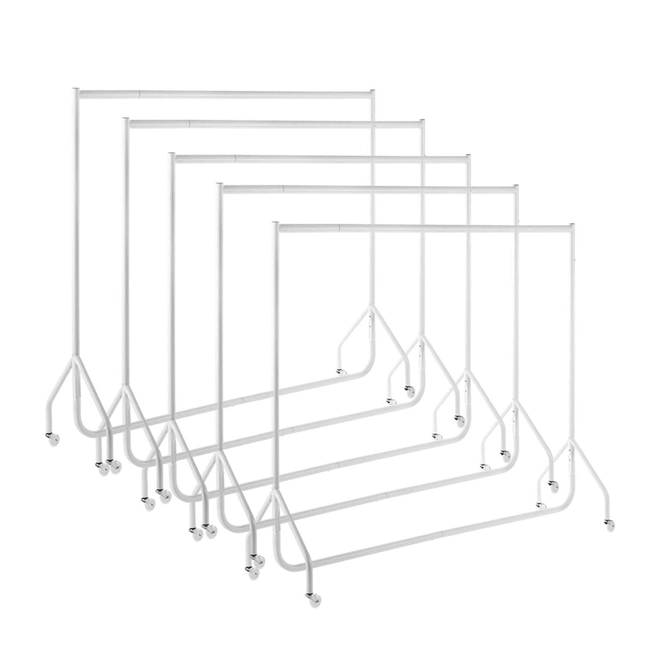 5 x Gloss White Heavy-Duty Clothes Rails