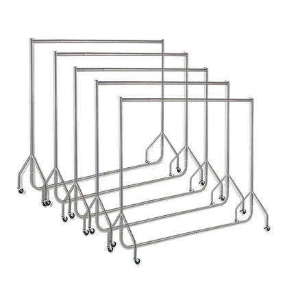 5 x Silver Heavy-Duty Clothes Rails