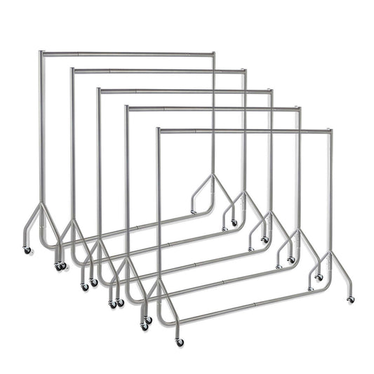 5 x Silver Heavy-Duty Clothes Rails