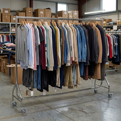Reinforced 6ft Chrome Heavy-Duty Clothes Rail With 2 Braked and 2 Unbraked Heavy Duty Wheels