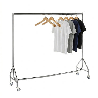 Reinforced 6ft Chrome Heavy-Duty Clothes Rail With 2 Braked and 2 Unbraked Heavy Duty Wheels
