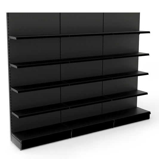 Black Retail Wall Shelving - 3 Bays - 2100mm High With 470mm Base Shelf