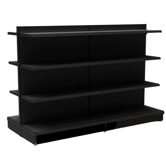 Black Retail Gondola Shelving - 2 Bays - 1400mm High With 470mm Base Shelf