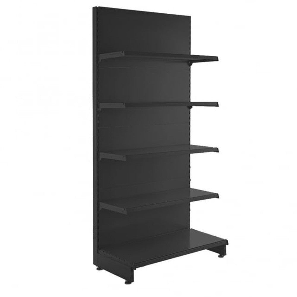 Black Retail Wall Shelving - 1 Starter Bay - 2100mm High With 470mm Base Shelf