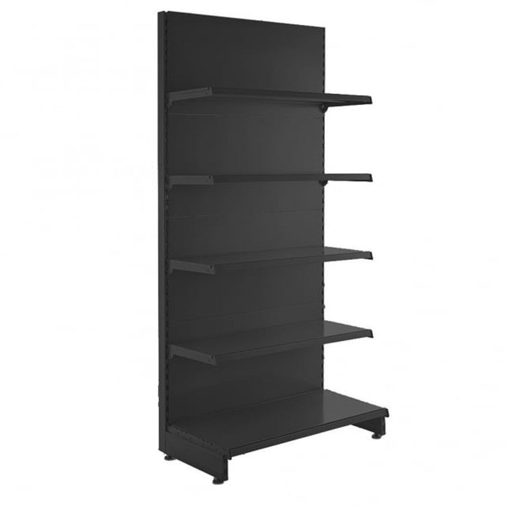 Black Retail Wall Shelving - 1 Starter Bay - 1800mm High With 470mm Base Shelf