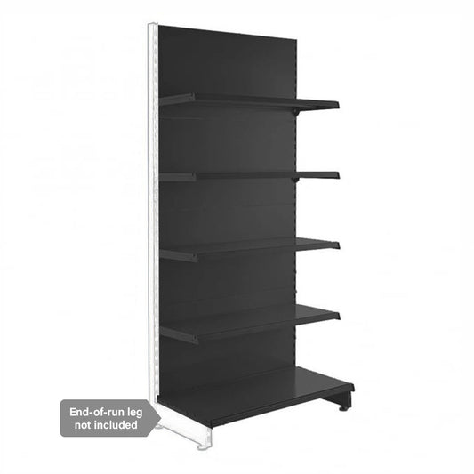 Black Retail Shelving Modular Wall Unit Extension Bay - H1800mm, 4 x 370mm Shelves