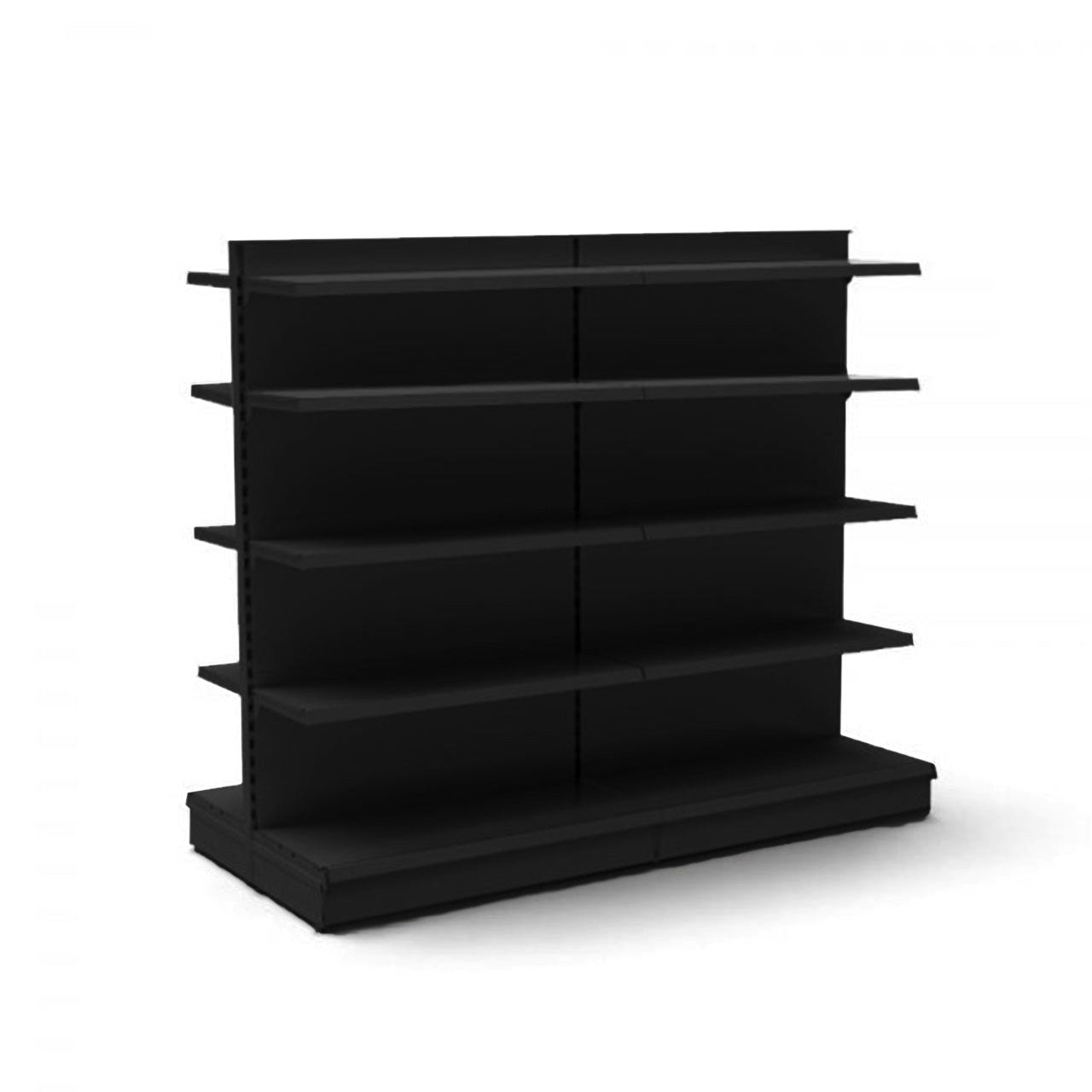 Black Retail Gondola Shelving - 2 x H1800 x W1250mm Bays - 16 Shelves