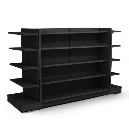 Black Retail Gondola Shelving - 2 x H1800 x W1000mm & 2 x End Bays - 24 Shelves