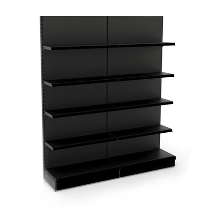 Black Retail Wall Shelving - 2 Bays - 1800mm High With 470mm Base Shelf