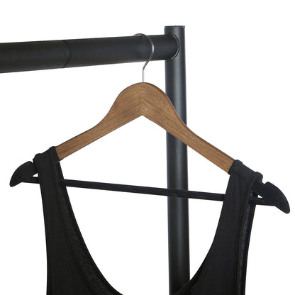 Vintage Style Wooden Suit Hangers with Black Velvet Flocking - Trouser Bar and Shoulder Notches