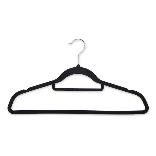 Black Velvet Ultra-Slim Hangers with Accessory Bar - Trouser Bar and Shoulder Notches